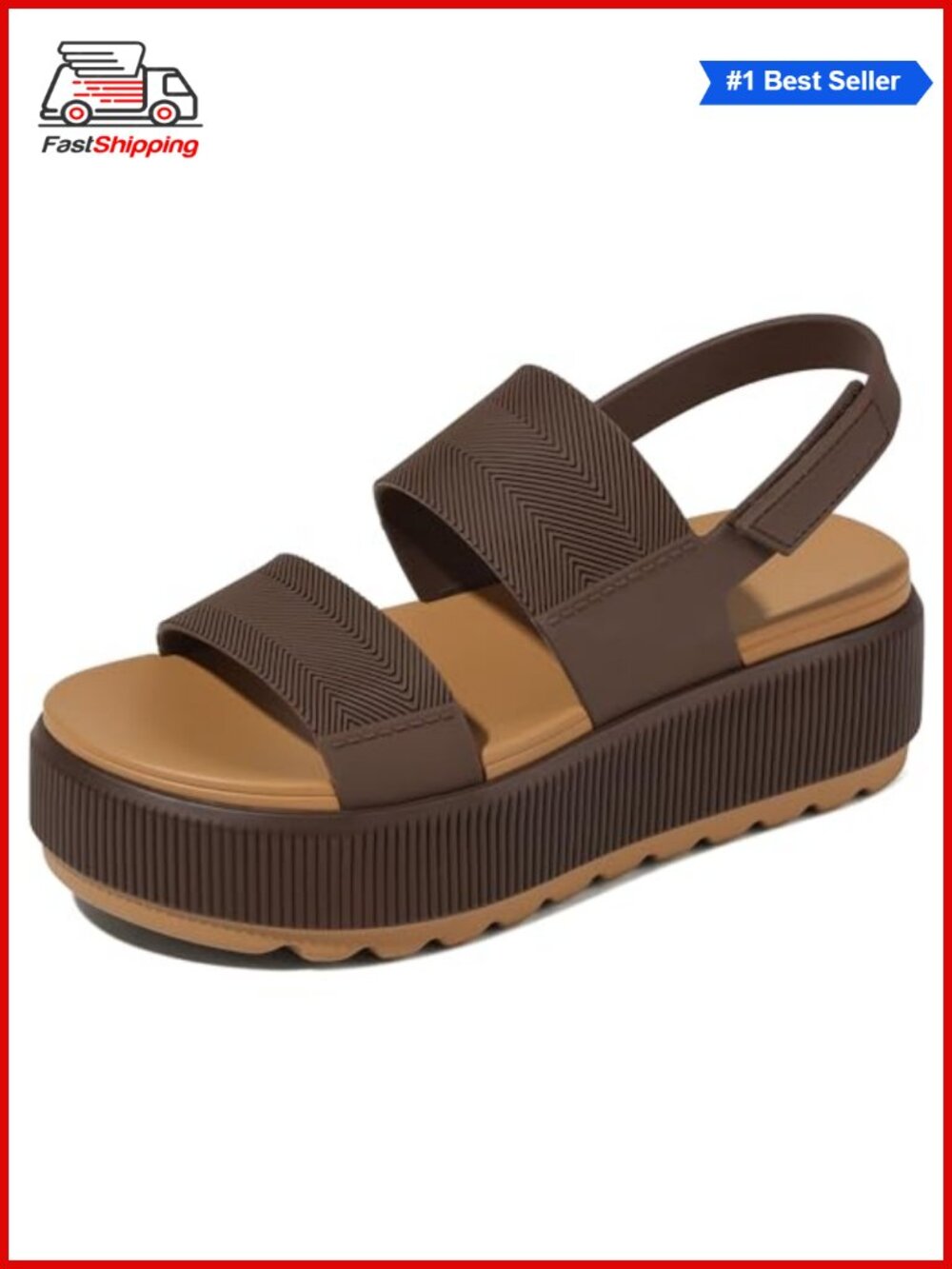 Platform Water Sandals Chunky Lug Sole Open Toe Hook Loop Slip On Beach